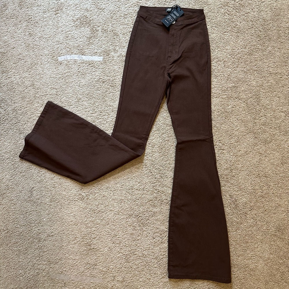 Stretchy Brown Bell Bottom Jeans